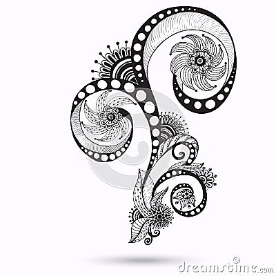 Henna Paisley Mehndi Doodles Design Element. Vector Illustration