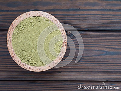 Henna powder hair colourant in the coconut bowl Stock Photo