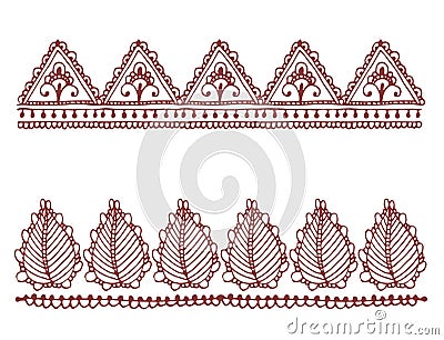 Henna tattoo brown mehndi flower doodle ornamental decorative indian design pattern paisley arabesque mhendi Vector Illustration