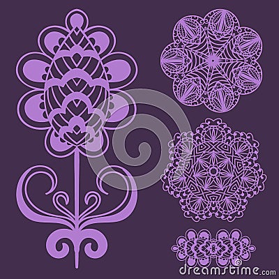 Henna tattoo brown mehndi flower doodle ornamental decorative indian design pattern paisley arabesque mhendi Vector Illustration