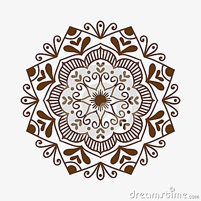 Henna tattoo brown mehndi flower template doodle ornamental lace decorative element and indian design pattern paisley Vector Illustration