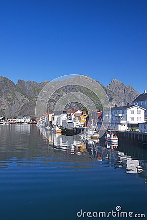 Norwegian fishing village Henningsvaer Stock Photo