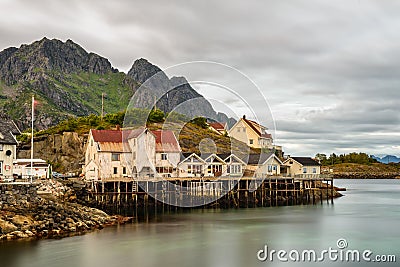 Henningsvaer, fishing village in the Lofoten archipelago, Norwa Stock Photo