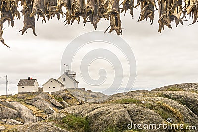 Henningsvaer lighthouse Lofoten Norway Stock Photo