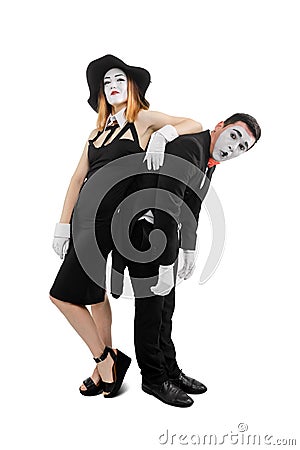 Henpecked man and his wife Stock Photo