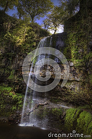 Henrhyd Falls at Coelbren, South Wales UK Stock Photo