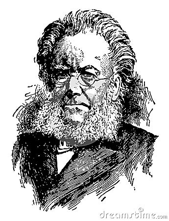 Henrik Ibsen, vintage illustration Vector Illustration