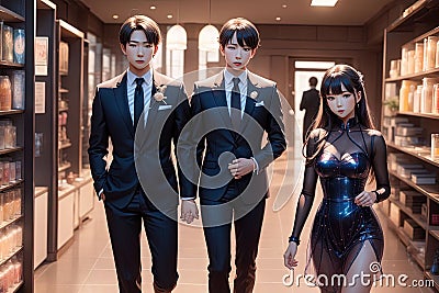 Anime Manga High school graduation or prom. Celebration ball or dance AI Generated Stock Photo