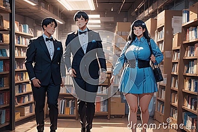 Anime Manga High school graduation or prom. Celebration ball or dance AI Generated Stock Photo
