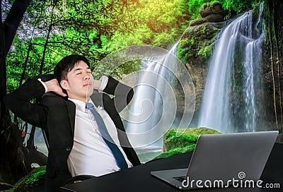 Heo Suwat Waterfall Stock Photo