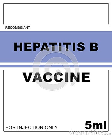 Hepatitis B Vaccine, illustration. Label for injection vial Cartoon Illustration