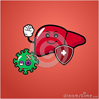 Hepatitis liver cute mascot character Vector Illustration