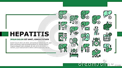 Hepatitis Liver Health Problem Landing Header Vector Vector Illustration