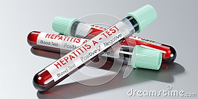 Hepatitis A virus - test tubes, blood tests - 3D illustration Cartoon Illustration