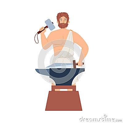 Hephaestus greek god blacksmith olympian hero in ancient greece mythology. Vector Illustration