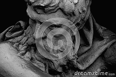 Hephaestus. In Greek and Roman mythology god of the forge and blacksmiths. Black and white horizontal image Stock Photo