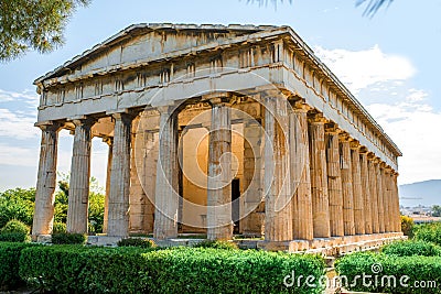 Hephaistos temple in Agora near Acropolis Stock Photo