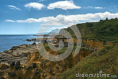Heping Island Park, a park with forming rocks with special shapes from strong wind erode the coastal area over the years Stock Photo