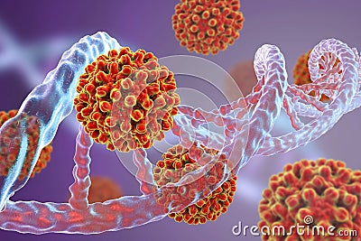 Heptitis B viruses and DNA molecule Cartoon Illustration
