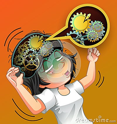 Her brain is broken. Vector Illustration