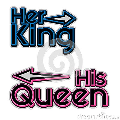 Her king, His Queen design Couple t shirts Vector Illustration