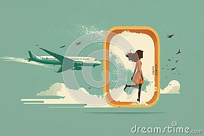 Her phobia of flying left her feeling trapped and unable to travel. AI generation Stock Photo