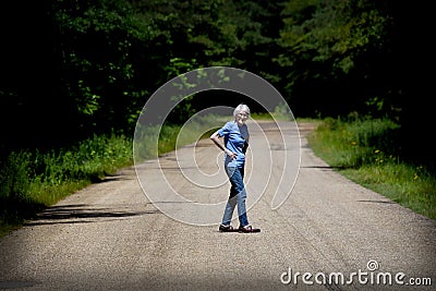 Her Road to Finish Stock Photo