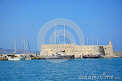 Heraklion castle and harbour, Crete. Editorial Stock Photo