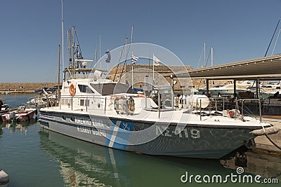 A coast guard patrol vessel alongside in the Port of Heraklion, Crete. Editorial Stock Photo