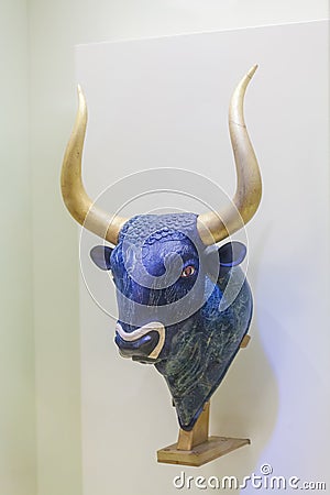 HERAKLION, GREECE - AUGUST 3, 2012: Minoan rhyton in form of a b Editorial Stock Photo