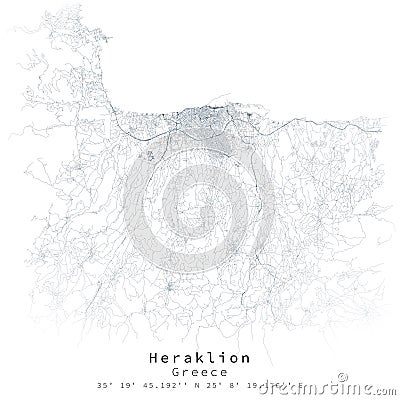 Heraklion,Greece,Urban detail Streets Roads Map ,vector element template image Vector Illustration