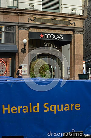 Herald Square Sign Macy`s Building New York City Background Editorial Stock Photo