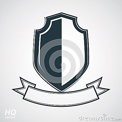Heraldic blazon illustration, decorative coat of arms. Vector gray defense shield Vector Illustration