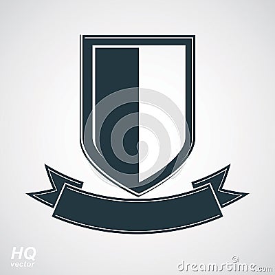 Heraldic blazon illustration, decorative coat of arms. Vector gray defense shield Vector Illustration