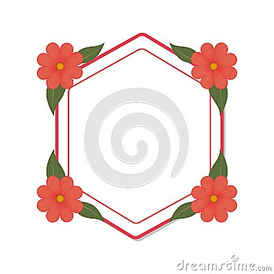 Heraldic border with flowers and leaves Vector Illustration