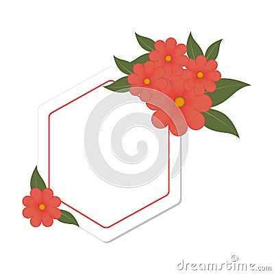 Heraldic border with flowers and leaves Vector Illustration