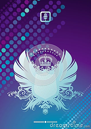 Heraldic coat of arms on a glittering background Vector Illustration