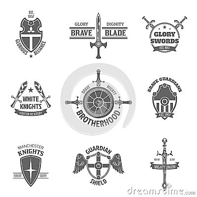 Heraldic coat of arms labels set Vector Illustration