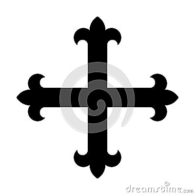 Heraldic cross flory symbol Cartoon Illustration