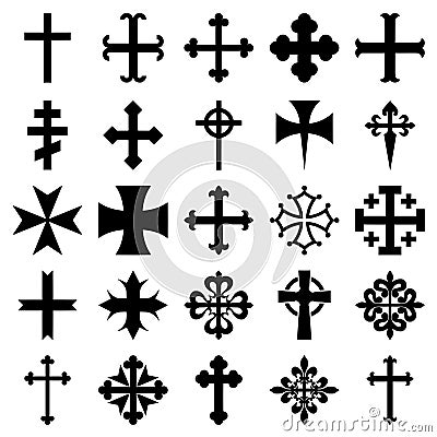 Heraldic crosses icons set Vector Illustration