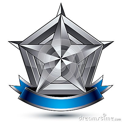 Heraldic 3d glossy blue and gray icon - can be used in web and g Vector Illustration