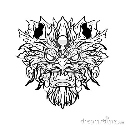 Heraldic dragon head Tattoos black and white emblem made of ink stains Vector Illustration