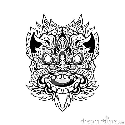 Heraldic dragon head Tattoos black and white emblem made of ink stains Vector Illustration