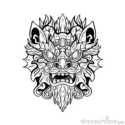 Heraldic dragon head Tattoos black and white emblem made of ink stains Vector Illustration