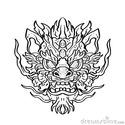 Heraldic dragon head Tattoos black and white emblem made of ink stains Vector Illustration