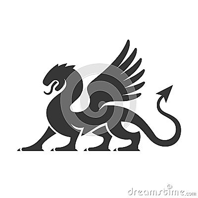 Heraldic Dragon Silhouette Logo. Vector Vector Illustration