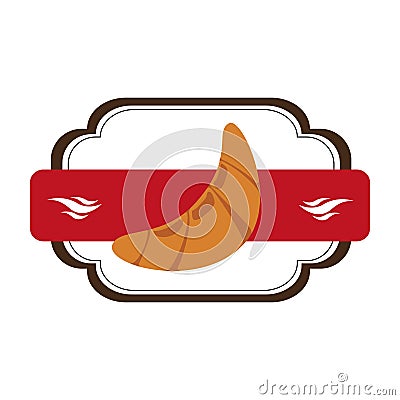 Heraldic frame with plaque decorative and croissant bread Vector Illustration