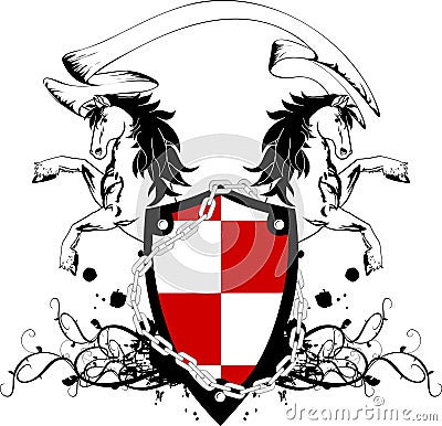 Heraldic horse coat of arms crest shield4 Vector Illustration