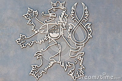 Heraldic lion with crown Stock Photo