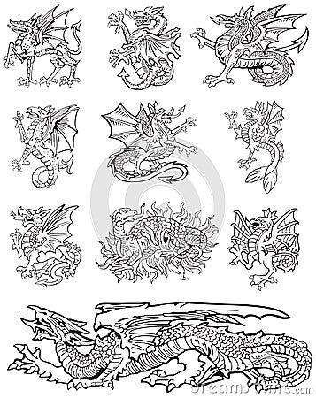 Heraldic monsters vol X Vector Illustration